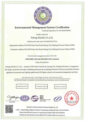 Certificate of environmental management system certification